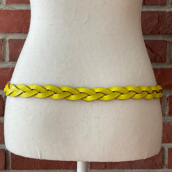 J.Crew UK Yellow Braided Leather Adjustable Belt Size XS/S NEW - Picture 6 of 11